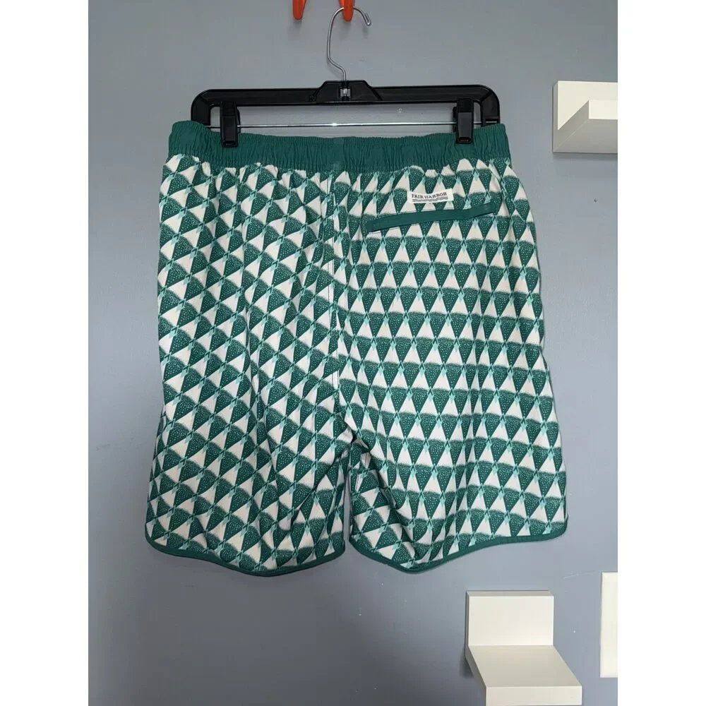 Men's Fair Harbor Anchor Breezeknit Brief-Lined Geometric Print Trunks | Size M